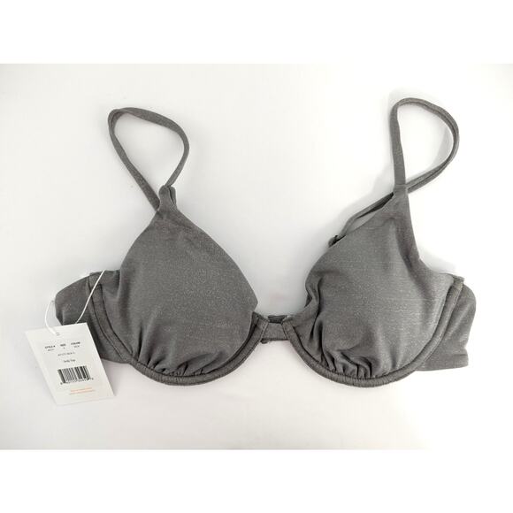 Andie Swim Sicily Underwire Bikini Top in Shimmery Silver Gray - Picture 3 of 10